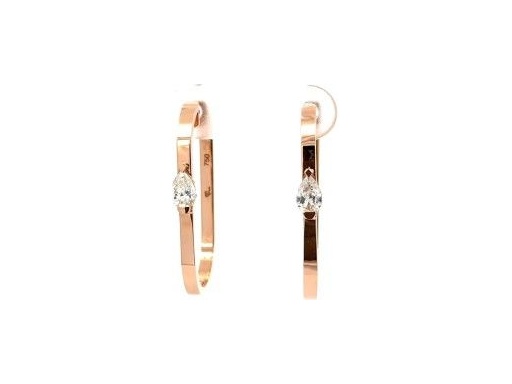 18K Rose Gold Hoop Earrings with Natural Pear-Shaped Diamonds